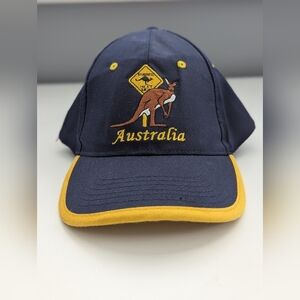 Navy Blue & Yellow Lightweight Adjustable Kangaroo Baseball Cap/Visor Hat